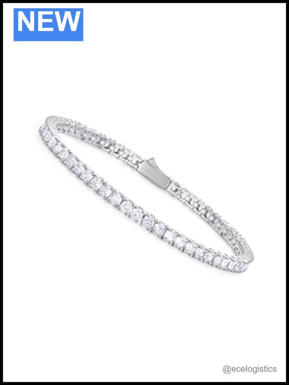 CZ Tennis Bracelet 14K White Gold Plated Brass